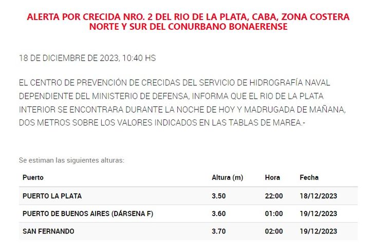 El Río de La Plata sufrirá una importante crecida en su marea El Río de La Plata sufrirá una importante crecida en su marea