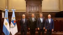 Los miembros de la Corte Suprema de Justicia junto al ministro Juan Bautista Mahiques.&nbsp;