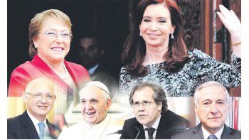 ámbito.com | Junto a una fotografía de Michele Bachelet y Cristina de Kirchner aparecen Héctor Timerman, el papa Francisco, Héctor Almagro y Heraldo Muñoz.