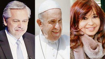 Alberto Fern&aacute;ndez, Papa Francisco y Cristina de Kirchner.