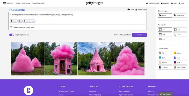 Así se ve el generador de imágenes con Inteligencia Artificial de Getty Images.