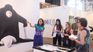 Curator Irene Gelfman presents Marina de Caro's work to the press 