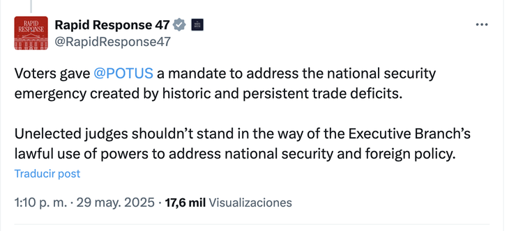 Fuente: Cuenta oficial de respuesta rápida de la Casa Blanca.   Fuente: Cuenta oficial de respuesta rápida de la Casa Blanca.