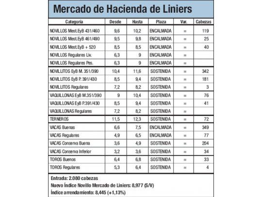 Escaso ingreso de animales a Liniers