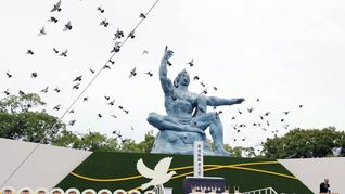 El acto central se realizó en el Parque de la Paz de Nagasaki.