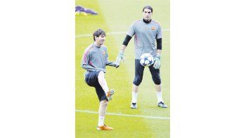 Messi, en el último entrenamiento previo al derby. La «Pulga» está a un gol del récord en la Champions (lo tiene el holandés Ruud Van Nistelrooy, con 12).