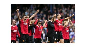 Los jugadores de Manchester United festejan un nuevo título.
