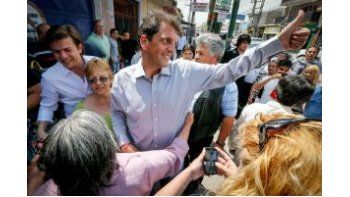 Sergio Massa durante la recorrida por Ingeniero Budge.