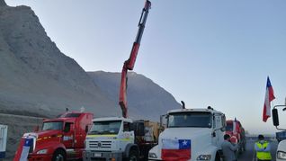 Protesta camionera en el norte de Chile.