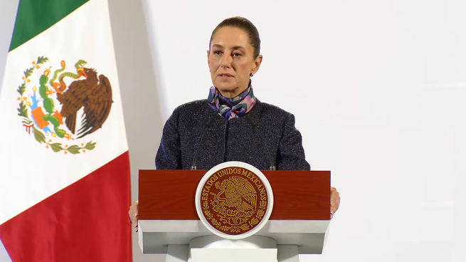 Claudia Sheinbaum brinda una nueva Mañanera del Pueblo.