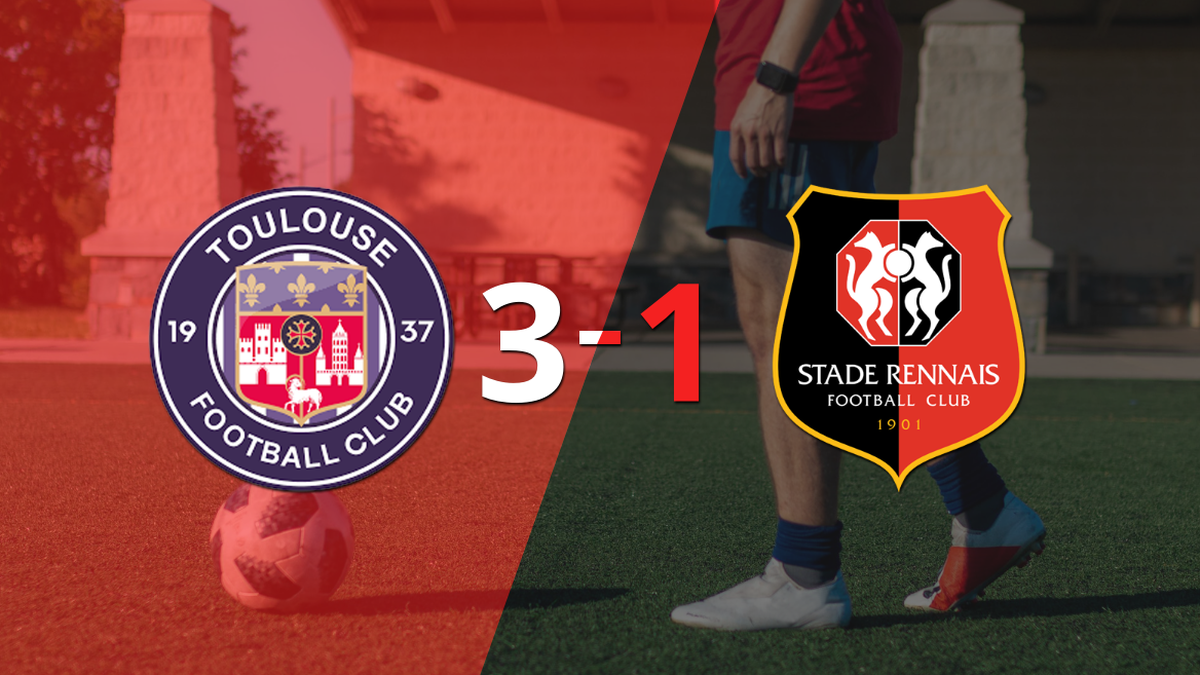 Toulouse passed Stade Rennes and sealed their 3-1 victory
