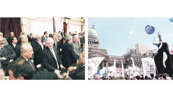 ámbito.com | A la espera del discurso, la barra de ministros: Carlos Tomada, Juan Carlos Maqueda (de la Corte Suprema), Lino Barañao, Julio De Vido, Arturo Puricelli, Enrique Meyer, Héctor Timerman y Julián Domínguez; Reapareció ayer la clásica artillería kirchnerist